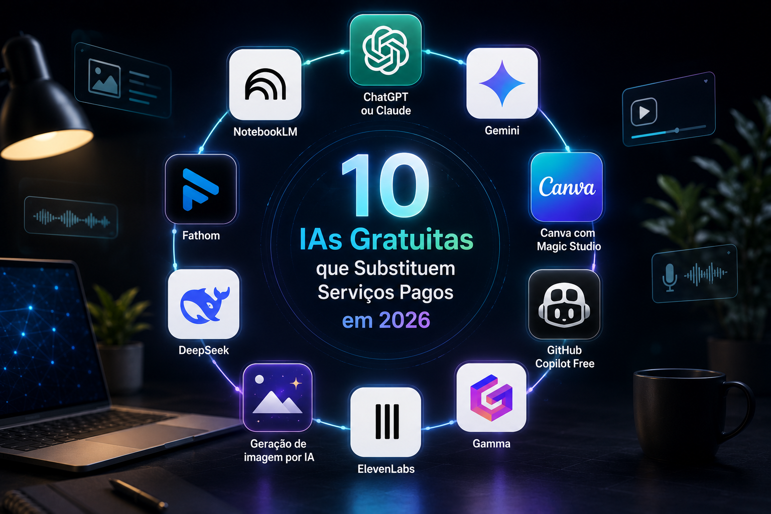 10 IAs Gratuitas que Substituem Servicos Pagos em 2026